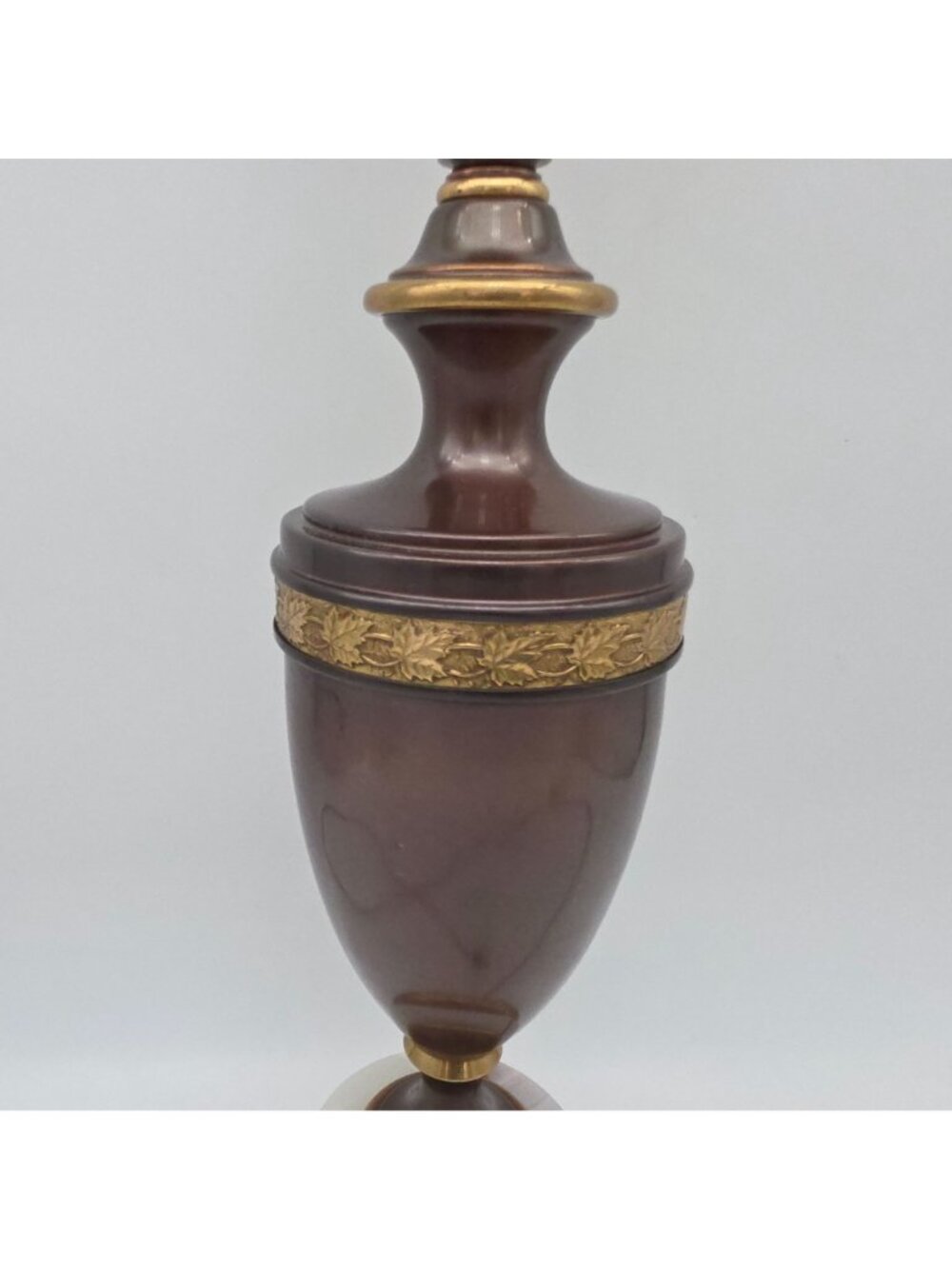 Mid Century Brass Marble Urn Torchiere Table Lamp Milk Glass Shade 25.5" - Picture 5 of 16